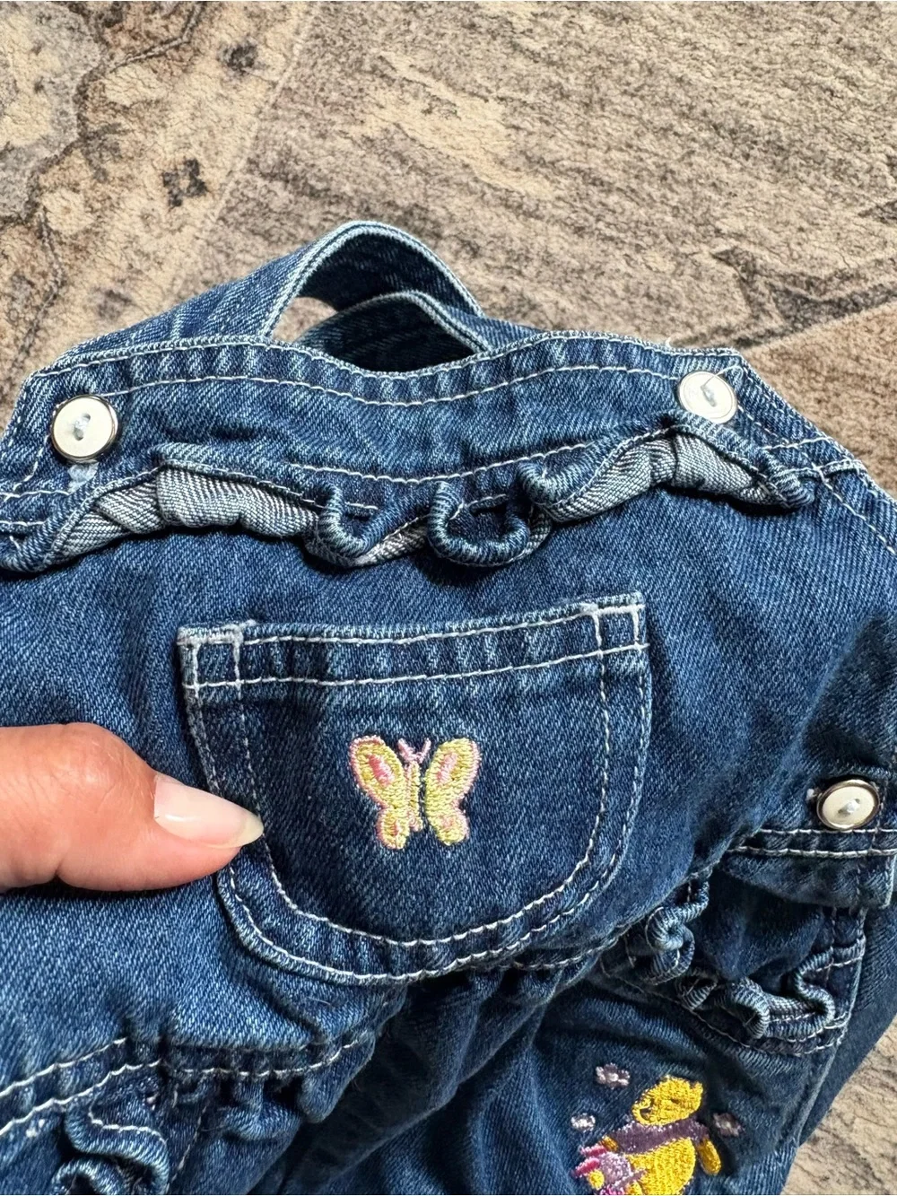 Vintage Disney Winnie the Pooh piglet denim overalls bibs embroidered 6/9 months